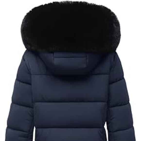 Women Waterproof Long Winter Coat Thickened Navy Alternative Puffer Jacket - Picture 2 of 5